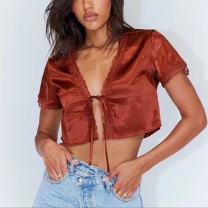 Princess Polly Vintage Tie Up Top Black US Size 4